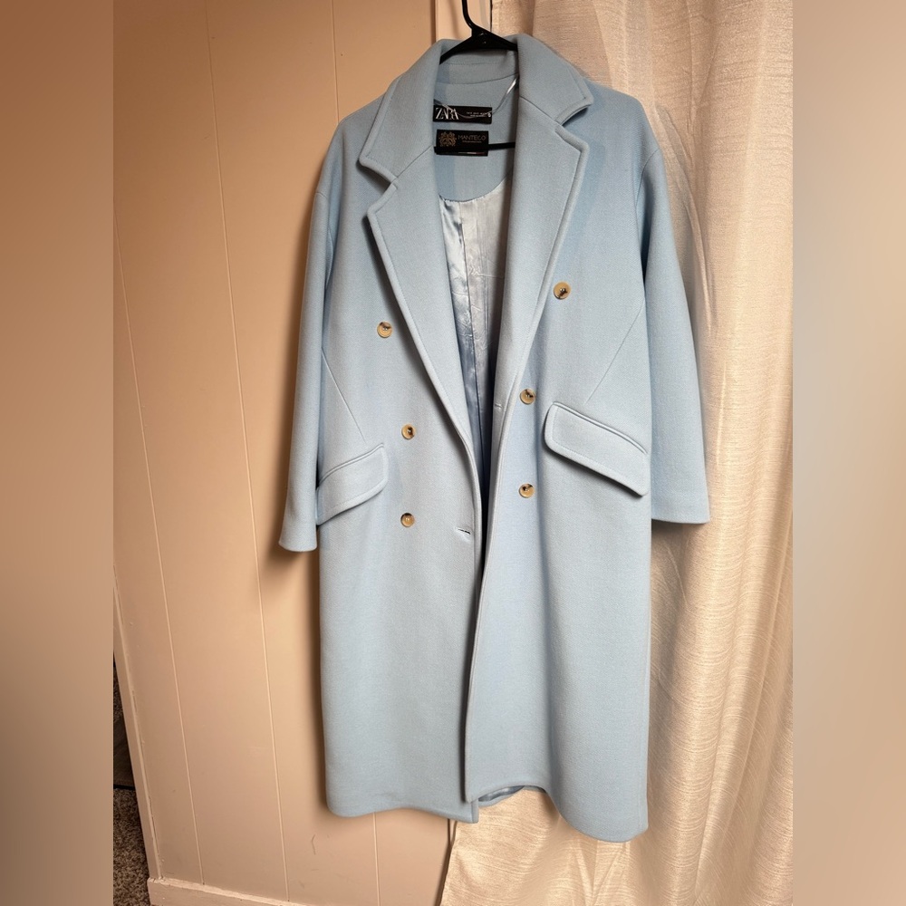 Zara Women's Sky Blue Trench Coat
